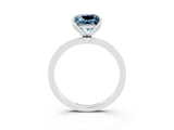White gold Princess Cut Aquamarine Solitaire Ring with Thin Band and Prong Setting_15