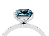 White gold Princess Cut Aquamarine Solitaire Ring with Thin Band and Prong Setting_16