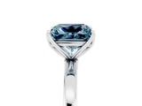 White gold Princess Cut Aquamarine Solitaire Ring with Thin Band and Prong Setting_17
