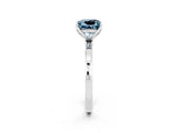 White gold Princess Cut Aquamarine Solitaire Ring with Thin Band and Prong Setting_38
