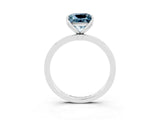 White gold Princess Cut Aquamarine Solitaire Ring with Thin Band and Prong Setting_39