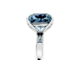 White gold Princess Cut Aquamarine Solitaire Ring with Thin Band and Prong Setting_41