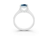 White gold Princess Cut Aquamarine Solitaire Ring with Wide Band and Prong Setting_3