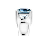White gold Princess Cut Aquamarine Solitaire Ring with Wide Band and Prong Setting_5