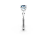 White gold Princess Cut Aquamarine Solitaire Twist Band Prong Setting Ring_38