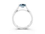White gold Princess Cut Aquamarine Solitaire Twist Band Prong Setting Ring_39