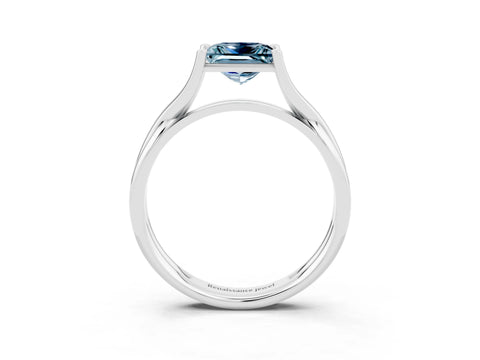White gold Princess Cut Aquamarine Solitaire Twist Band Prong Setting Ring_39