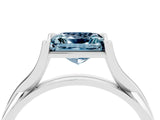 White gold Princess Cut Aquamarine Solitaire Twist Band Prong Setting Ring_40