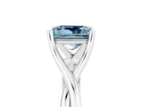 White gold Princess Cut Aquamarine Solitaire Twist Band Prong Setting Ring_41