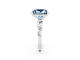 White gold Princess Cut Aquamarine Solitaire Twisted Band with Round  Accents and Prong Setting_14