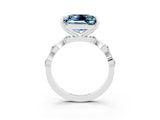 White gold Princess Cut Aquamarine Solitaire Twisted Band with Round  Accents and Prong Setting_15