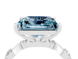 White gold Princess Cut Aquamarine Solitaire Twisted Band with Round  Accents and Prong Setting_16