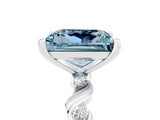 White gold Princess Cut Aquamarine Solitaire Twisted Band with Round  Accents and Prong Setting_17