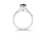 White gold Princess Cut Aquamarine Solitaire with Side Baguettes and Channel Set Band_3