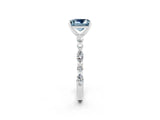 White gold Princess Cut Aquamarine Solitaire with Side Stones on a Pavé Band and Four-Prong Setting_2