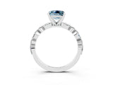 White gold Princess Cut Aquamarine Solitaire with Side Stones on a Pavé Band and Four-Prong Setting_3