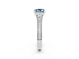 White gold Princess Cut Aquamarine Split Shank Engagement Ring with Pavé Band_2