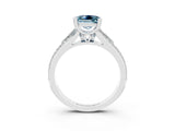 White gold Princess Cut Aquamarine Split Shank Engagement Ring with Pavé Band_3