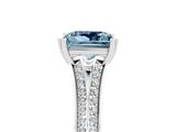White gold Princess Cut Aquamarine Split Shank Engagement Ring with Pavé Band_5