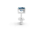 14K White Gold 5.28 Carat Princess Aquamarine Stud Earrings