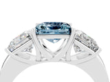 Silver Aquamarine Three-Stone Ring with Four-Prong Setting and Classic Band