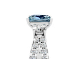 White gold Princess Cut Aquamarine Three-Stone Ring with Pavé Split Shank and Four-Prong Setting_5