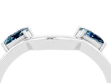 White gold Princess Cut Aquamarine Two-Stone Open Band Ring with Four-Prong Setting_10