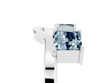 White gold Princess Cut Aquamarine Two-Stone Open Band Ring with Four-Prong Setting_11