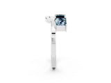 White gold Princess Cut Aquamarine Two-Stone Open Band Ring with Four-Prong Setting_8