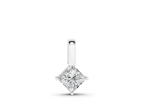 Silver Princess Cut Bezel Set Diamond Pendant