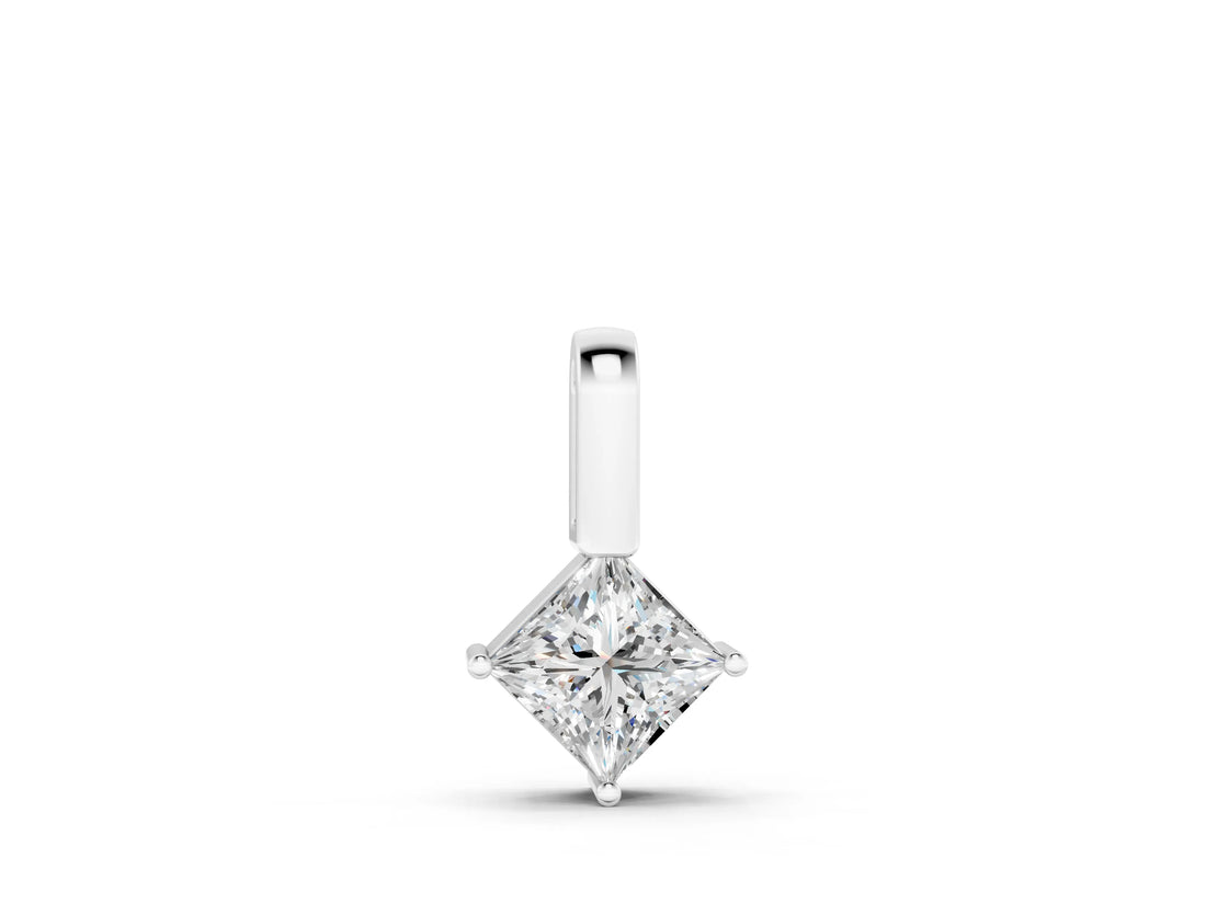 White gold Princess Cut Bezel Set Diamond Pendant_6