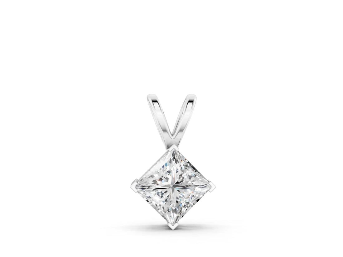 White gold Princess Cut Bezel Set Pendant_10