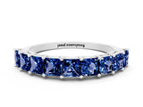 White gold Princess Cut Blue Sapphire Channel-Set Eternity Band with Prong Setting_6