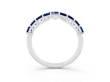 White gold Princess Cut Blue Sapphire Channel-Set Eternity Band with Prong Setting_9