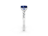White gold Princess Cut Blue Sapphire Cluster Side Stone Solitaire Ring with Prong Setting_26