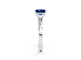 White gold Princess Cut Blue Sapphire Engagement Ring with Side Stone Accents and Four-Prong Setting_41