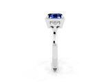White gold Princess Cut Blue Sapphire Halo Ring with Tapered Band and Four-Prong Setting_2