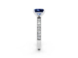 White gold Princess Cut Blue Sapphire Milgrain Pavé Engagement Ring with Four-Prong Setting_14
