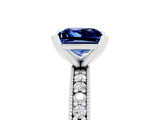 White gold Princess Cut Blue Sapphire Milgrain Pavé Engagement Ring with Four-Prong Setting_17