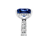 White gold Princess Cut Blue Sapphire Pave Band Solitaire Ring with Four-Prong Setting_29