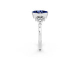 White gold Princess Cut Blue Sapphire Ring with Side Stones and Four-Prong Setting_38