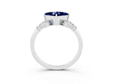 White gold Princess Cut Blue Sapphire Ring with Side Stones and Four-Prong Setting_39
