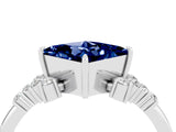White gold Princess Cut Blue Sapphire Ring with Side Stones and Four-Prong Setting_40