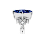 White gold Princess Cut Blue Sapphire Ring with Side Stones and Four-Prong Setting_41