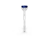 White gold Princess Cut Blue Sapphire Solitaire Engagement Ring with Cathedral Setting and Four-Prong Mount_122