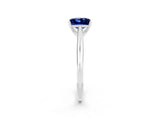White gold Princess Cut Blue Sapphire Solitaire Engagement Ring with Cathedral Setting and Four-Prong Mount_32