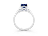 White gold Princess Cut Blue Sapphire Solitaire Engagement Ring with Cathedral Setting and Four-Prong Mount_33