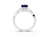 White gold Princess Cut Blue Sapphire Solitaire Engagement Ring with Celtic Knot Band and Four-Prong Setting_3
