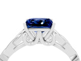 White gold Princess Cut Blue Sapphire Solitaire Engagement Ring with Celtic Knot Band and Four-Prong Setting_4