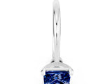 White gold Princess Cut Blue Sapphire Solitaire Engagement Ring with Classic Band and Four-Prong Setting_12